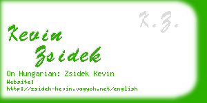 kevin zsidek business card